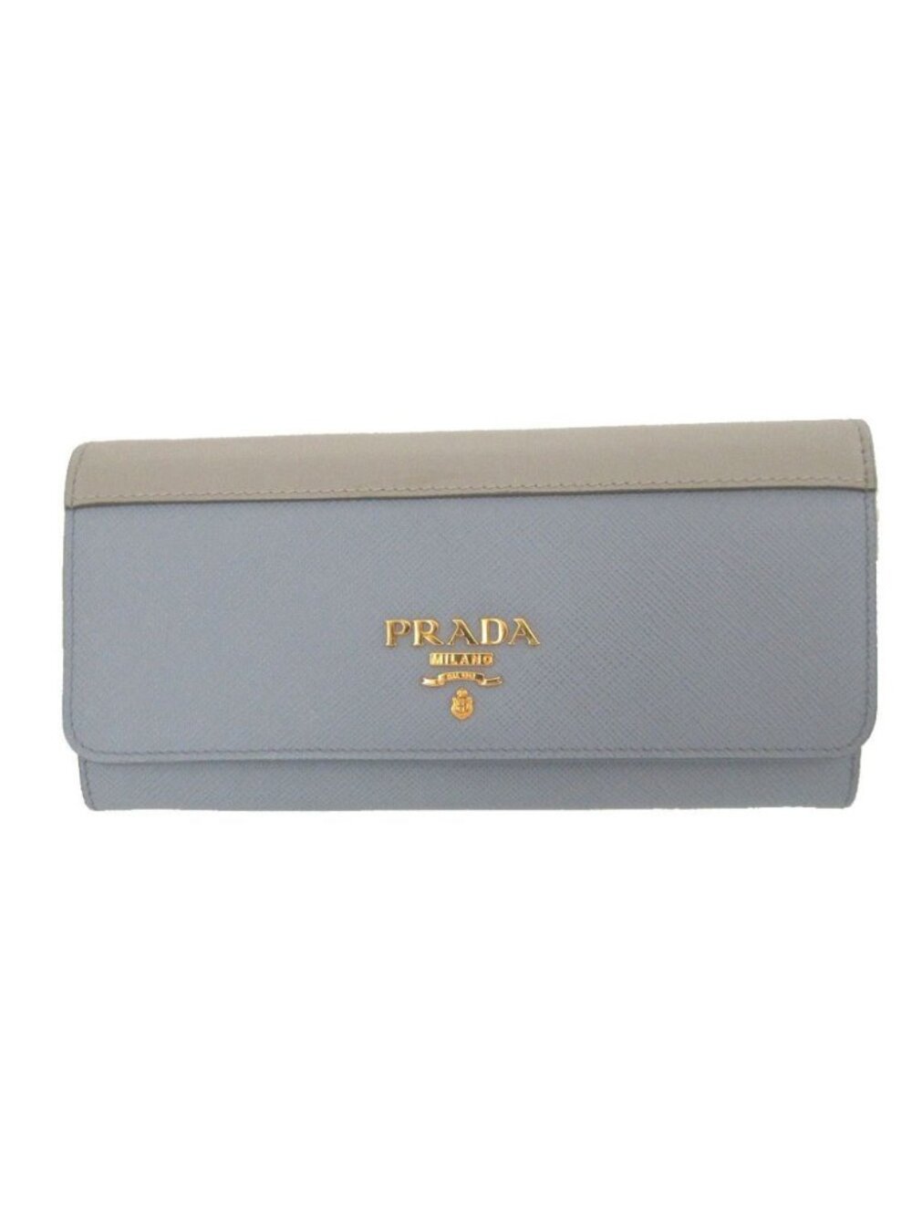 Prada Saffiano Leather Blue Gray Bifold Wallet
